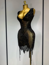 Women Sexy Stage Performance Outfit Sparkly Rhinestones Bodycon Dress Birthday Celebrate Evening Party Nightclub Mesh Dress